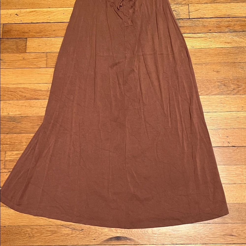 Wilfred by Aritzia Dreamweaver Midi Jersey Dress in Mocha Brown, size Medium - Picture 14 of 16
